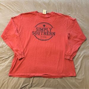 Simply Southern 100% Cotton Long Sleeve T-Shirt Salmon Color Adult Size XLarge
